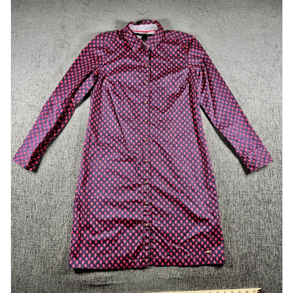 Tommy‎ Hilfiger Womens Navy Blue Red Floral Poppy Button Front Shirt Dress S